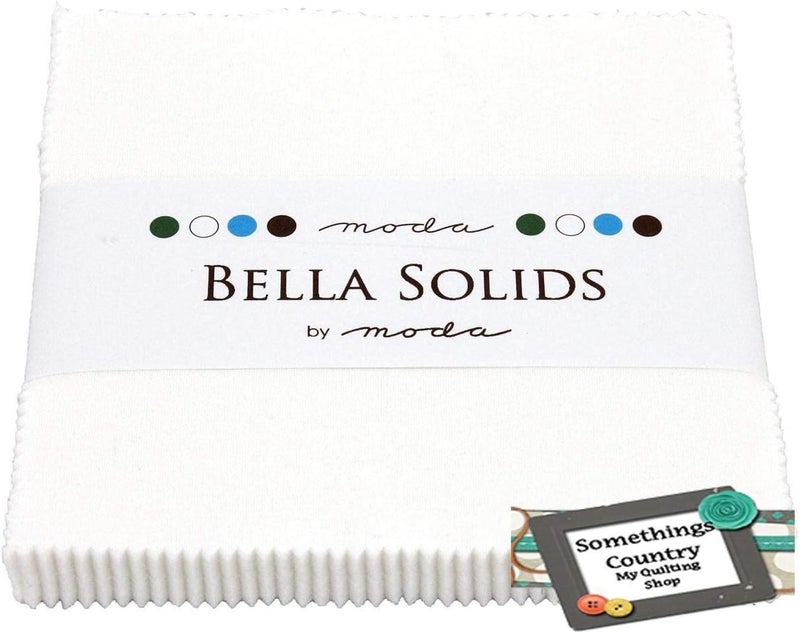Moda Fabrics Bella Solids White Bleached 9900PP-98 Charm Pack - 42 5-Inch Cotton Squares - Image 1